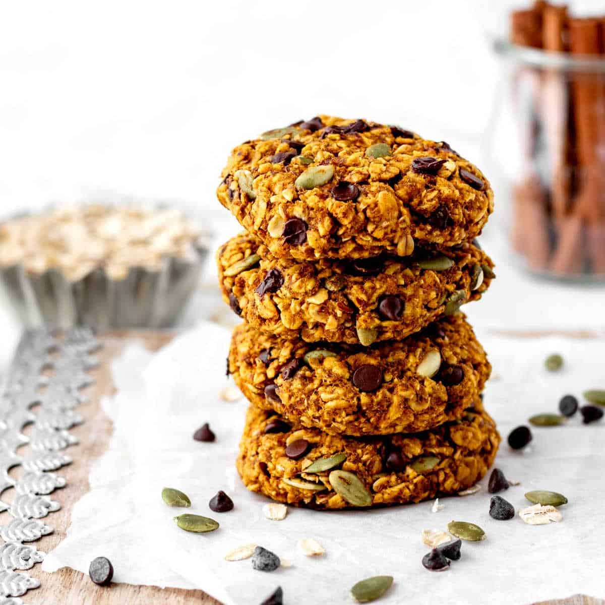 Dessert for Breakfast? Healthy Pumpkin Oat Chocolate Chip Cookies